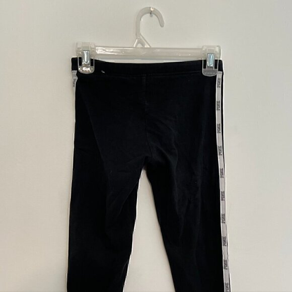 PINK VS VICTORIA'S SECRET Black White Double Side Stripe Tape Spellout Leggings - Picture 9 of 11